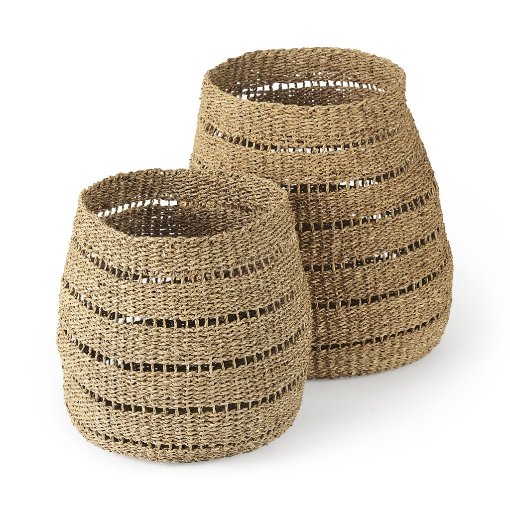 Set Of Two Woven Wicker  Storage Baskets - 99fab 