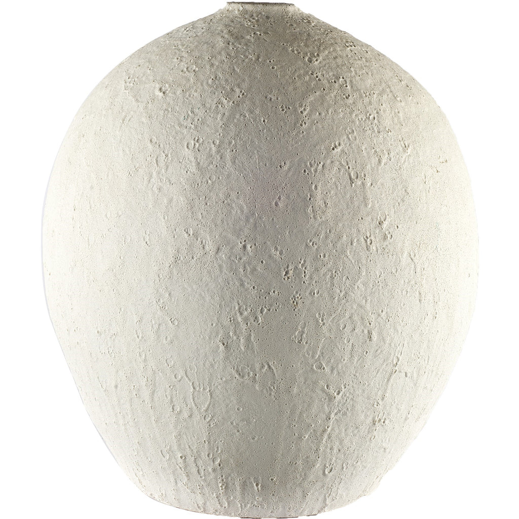 Wide White Textrured Ceramic Vase - 99fab 