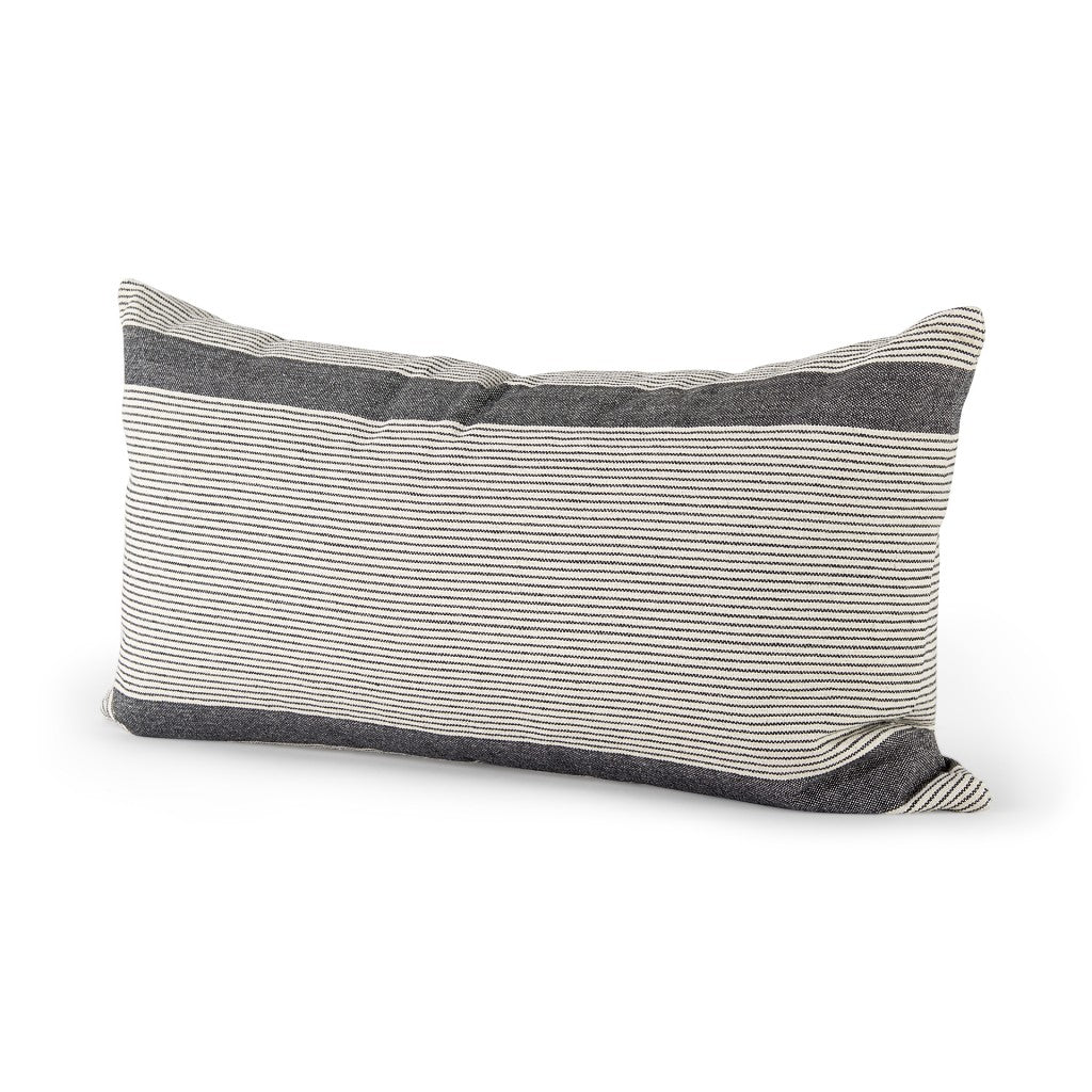 Cream And Gray Striped Lumbar Accent Pillow Cover - 99fab 