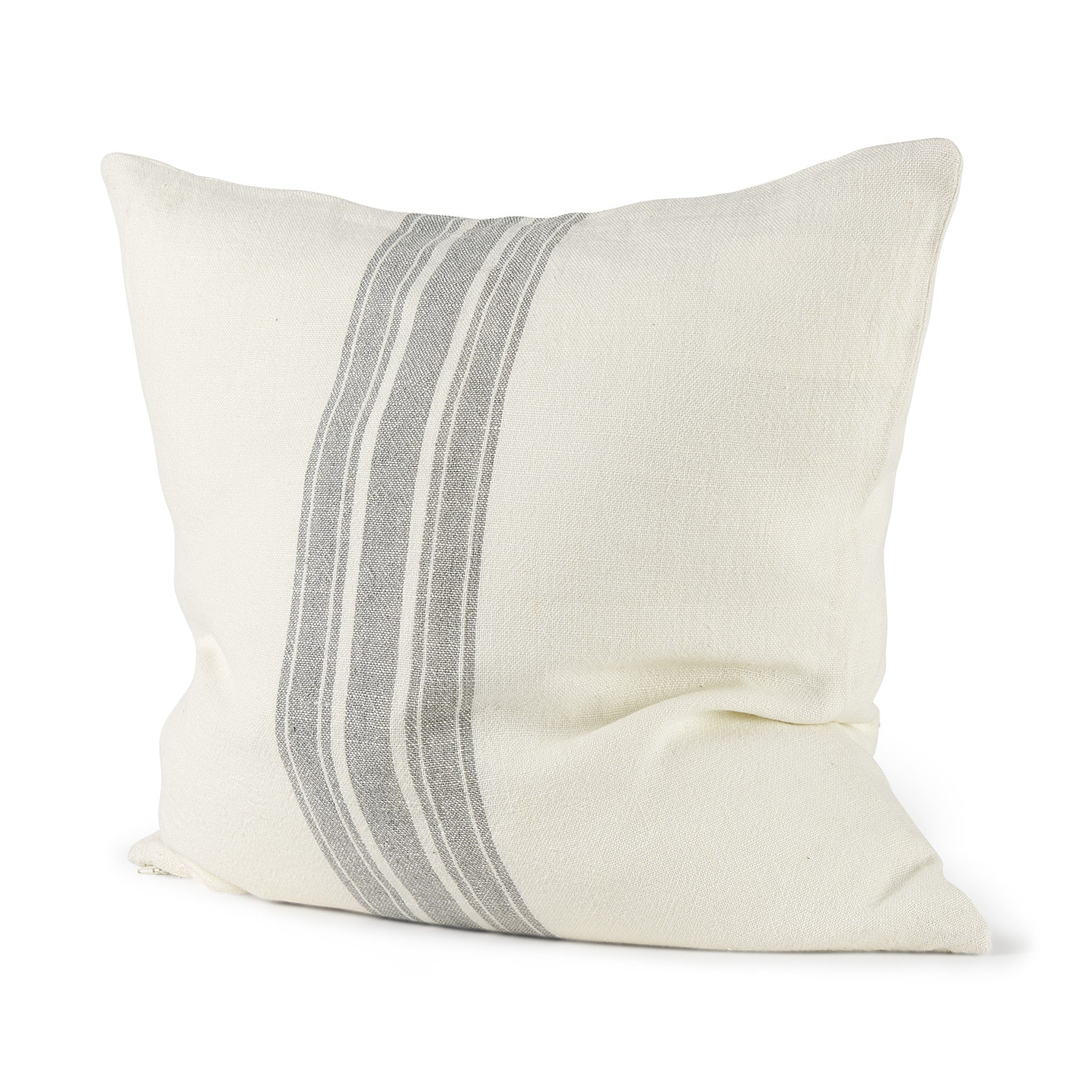 Off White Pillow Cover With  Ash Gray  Stripes