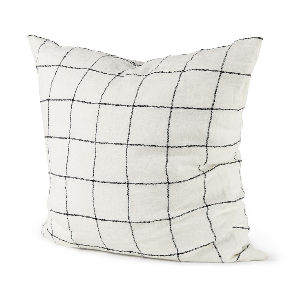 White And Black Grid Square Accent Pillow Cover - 99fab 