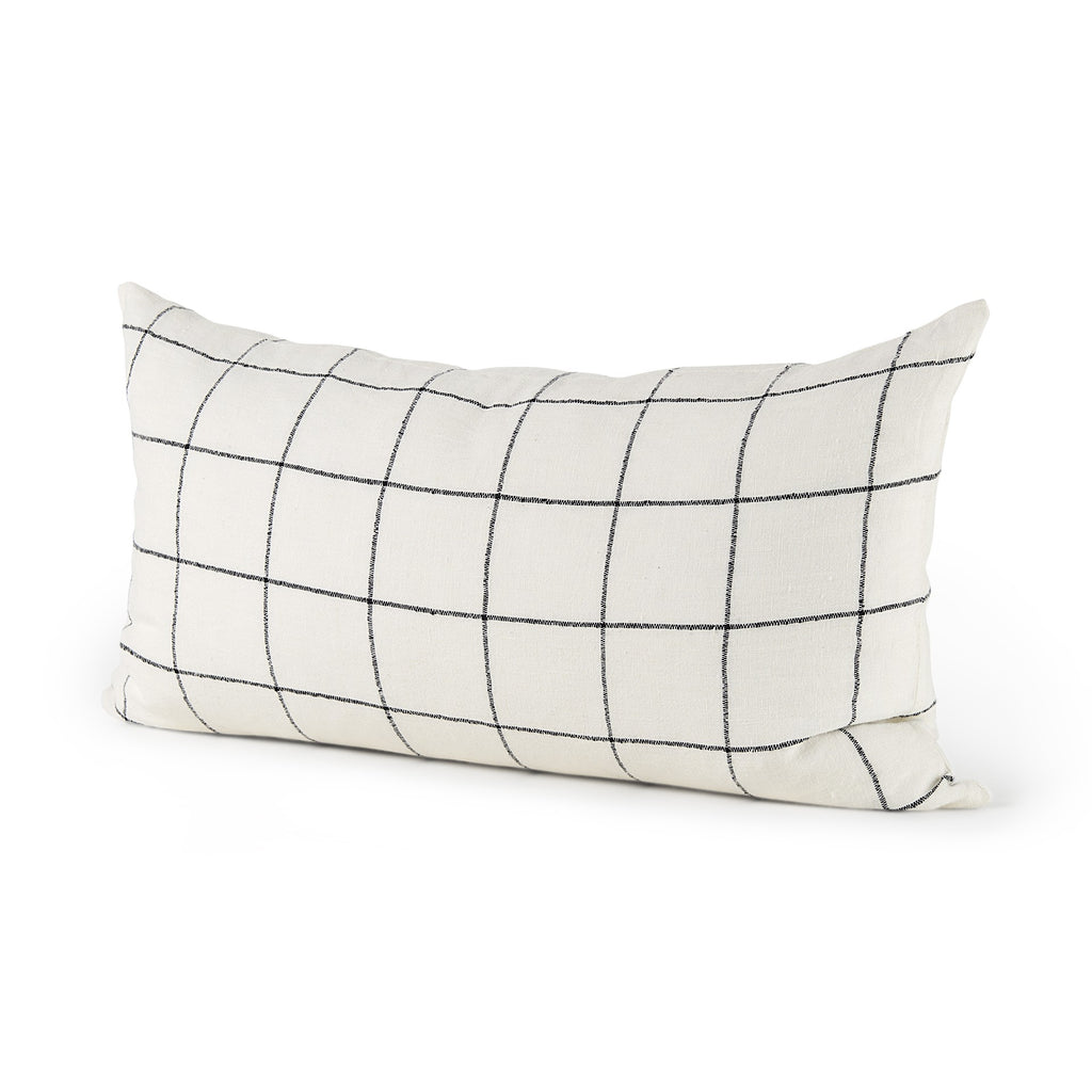 White And Black Grid Lumbar Accent Pillow Cover - 99fab 