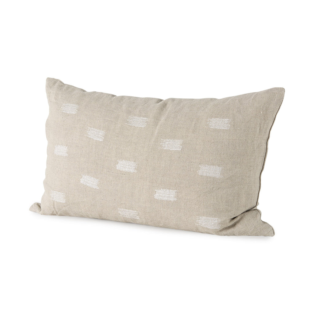 Canvas Beige And White Lumbar Accent Pillow Cover - 99fab 