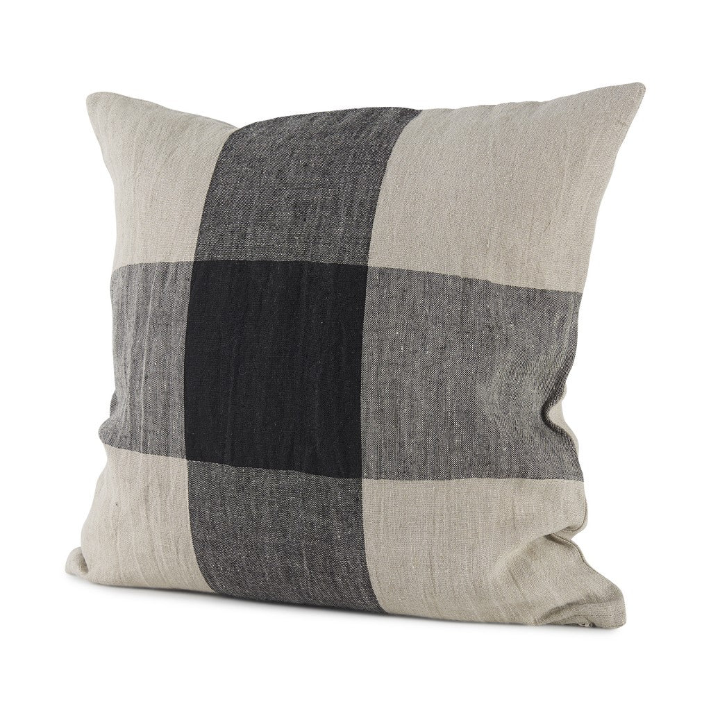 Beige And Black Plaid Pattern Throw Pillow Cover - 99fab 