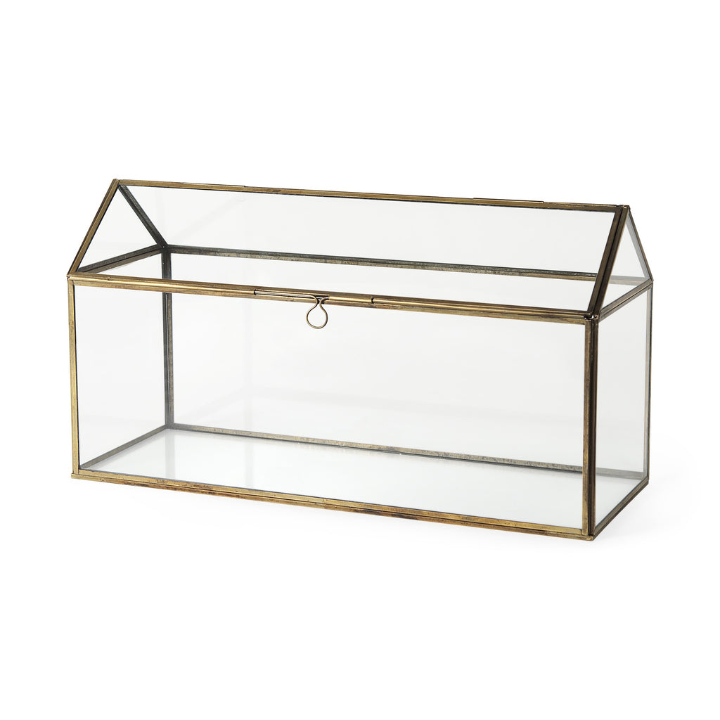 Modern Rustic Gold Metal And Glass Terrarium - 99fab 
