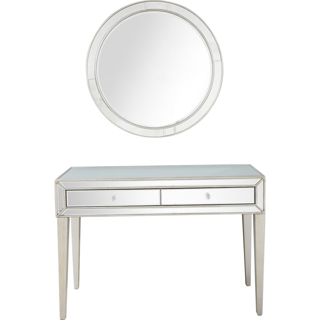 Silver Beaded Mirror and Console Table - 99fab 