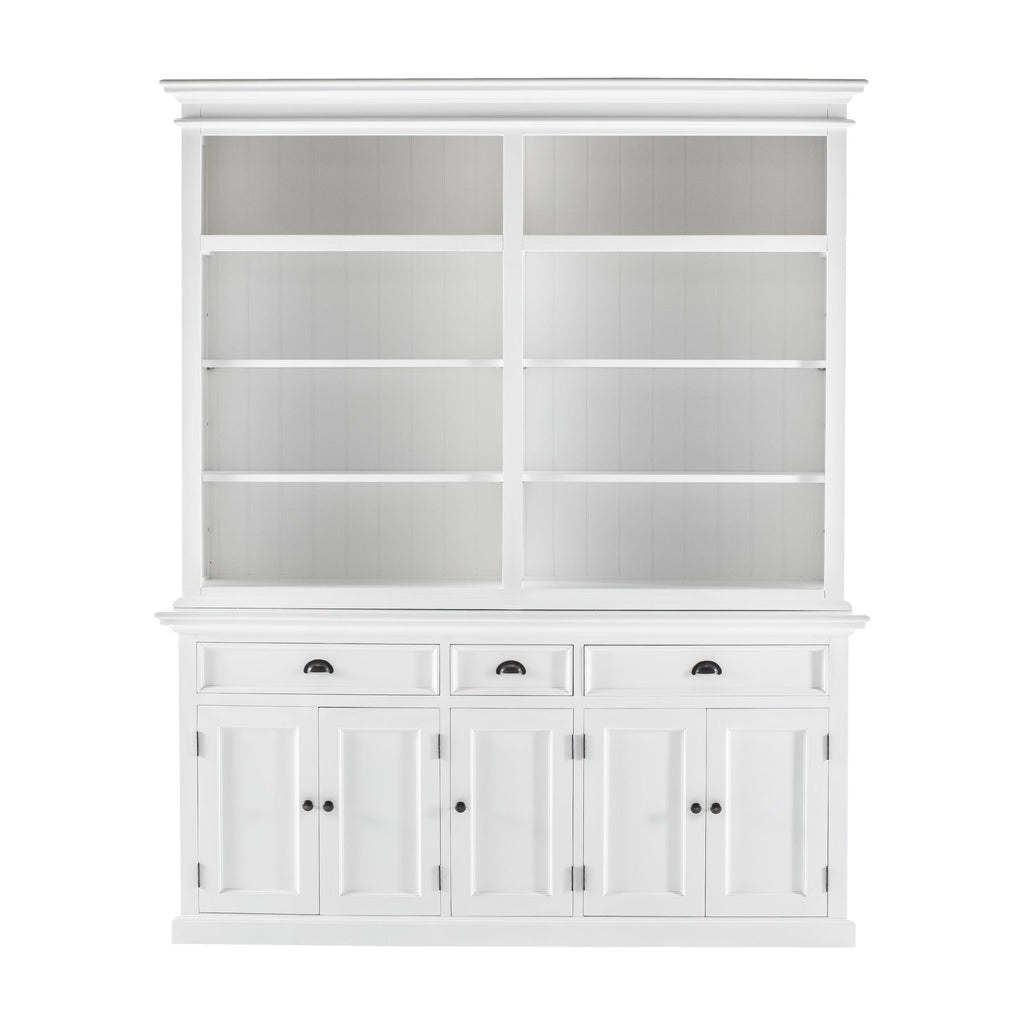 Classic White Hutch Bookcase with 5 Doors and 3 Drawers - 99fab 