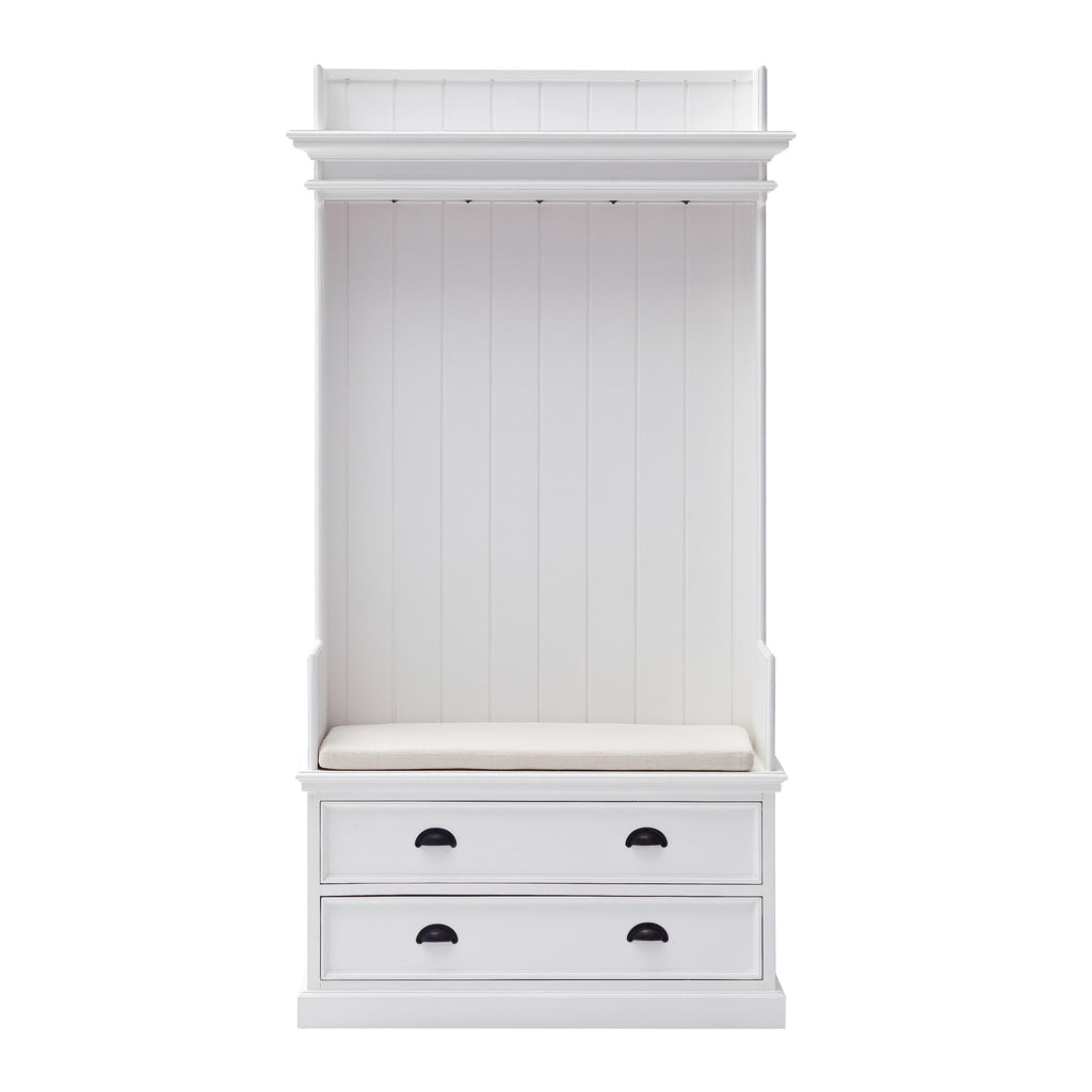Classic White Entryway Coat Rack and Bench with Drawers - 99fab 