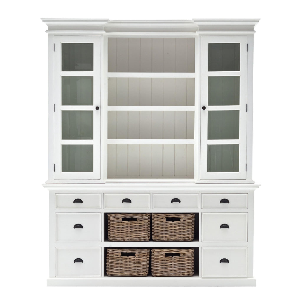 Classic White Library Hutch with Basket Set - 99fab 