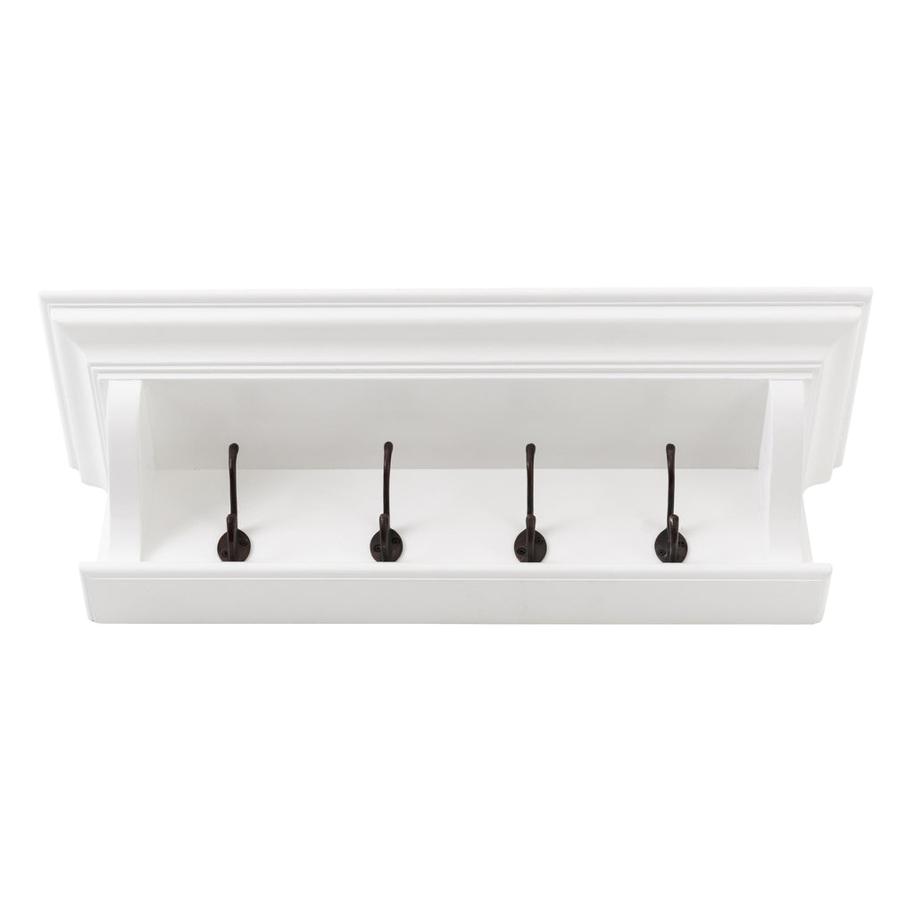 Classic White Wood Wide Four Hook Hanging Coat Rack - 99fab 