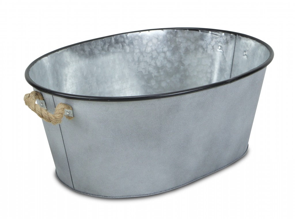 Farmhouse Silver Metal Bucket with Rope Handles - 99fab 