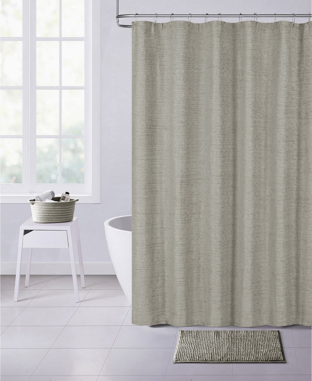 Silver Soft Textured Shower Curtain - 99fab 