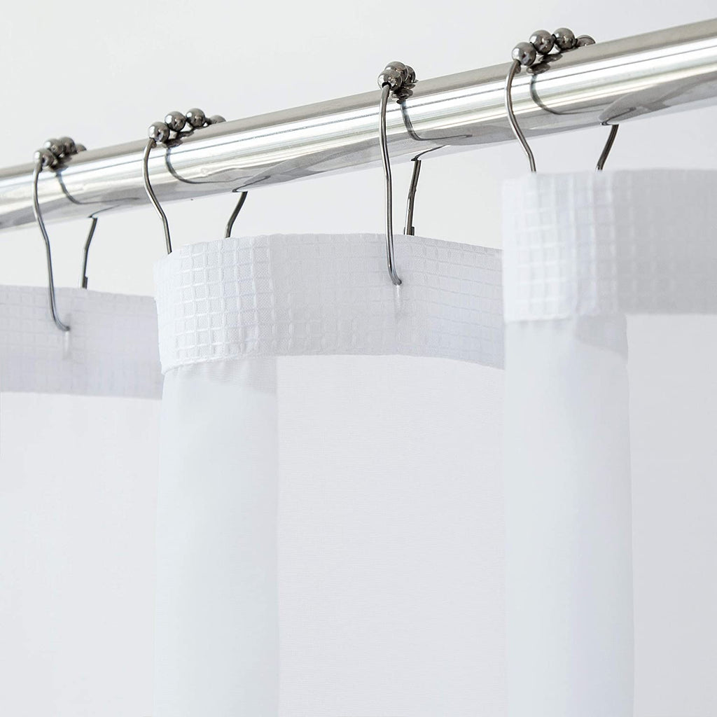 White Sheer and Grid Shower Curtain and Liner Set - 99fab 