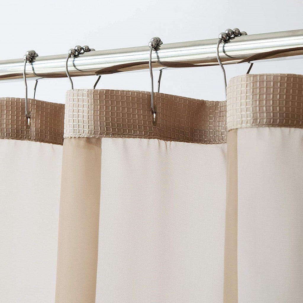 Mocha Sheer and Grid Shower Curtain and Liner Set - 99fab 