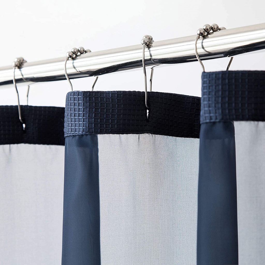 Navy Modern Grid Shower Curtain and Liner Set - 99fab 
