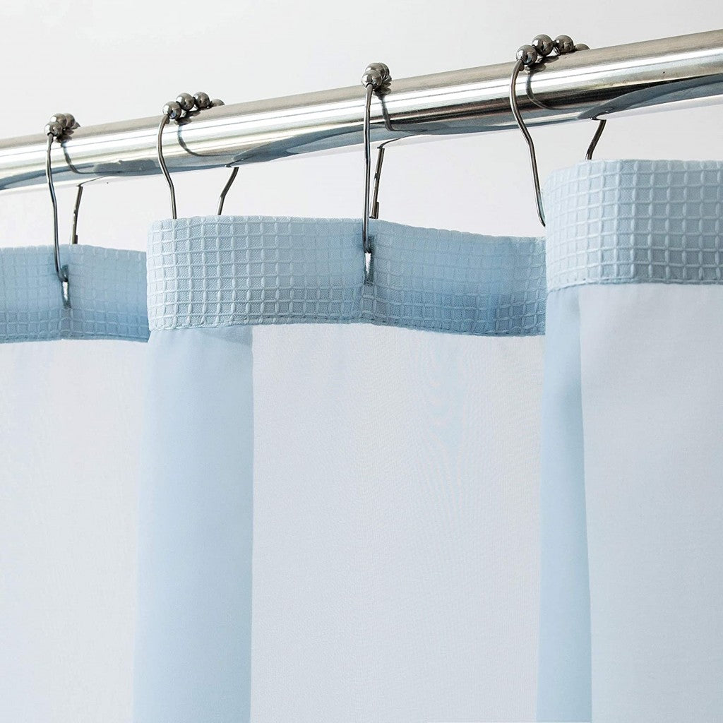 Light Blue Sheer and Grid Shower Curtain and Liner Set - 99fab 