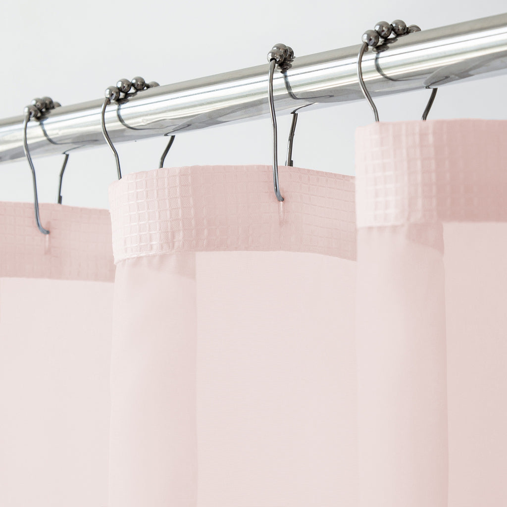Blush Sheer and Grid Shower Curtain and Liner Set - 99fab 