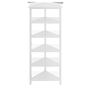 75" Gray Solid Wood Five Tier Standard Bookcase
