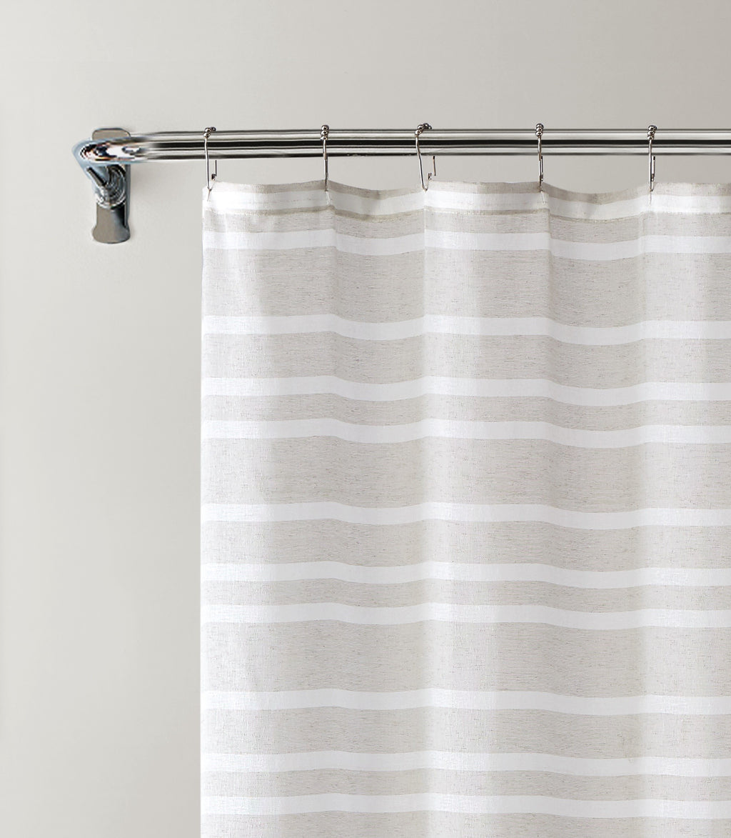 Taupe and White Striped Shower Curtain - 99fab 