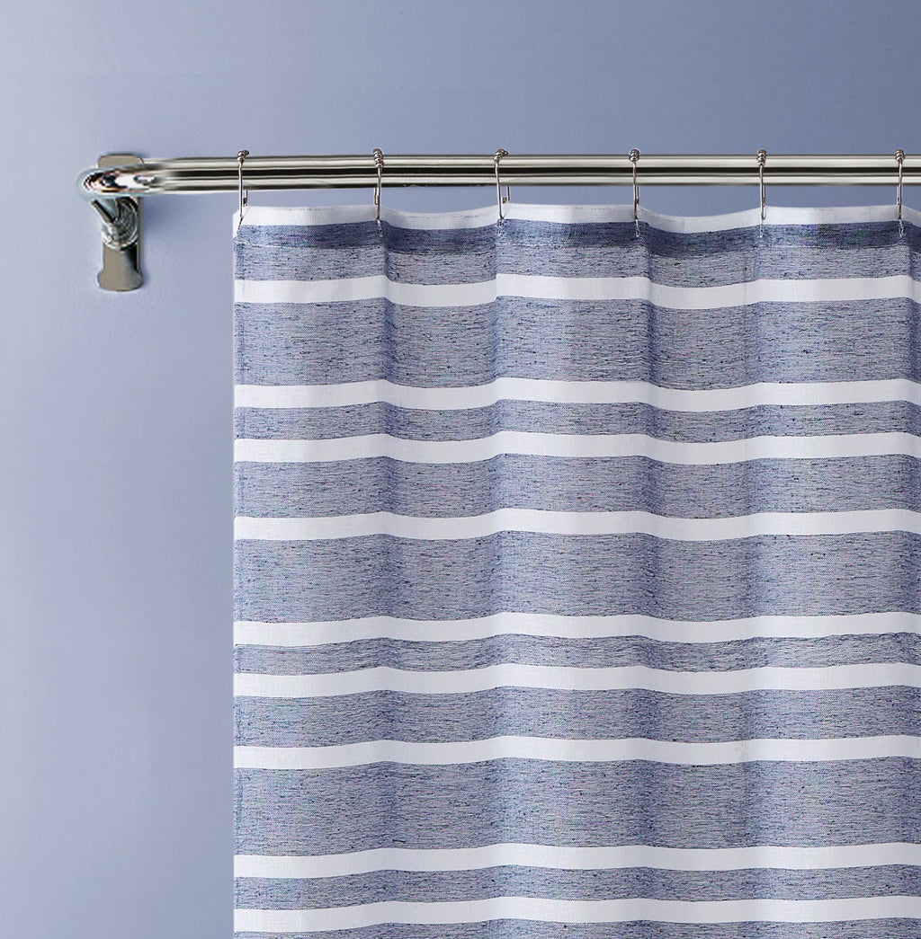 Navy and White Striped Shower Curtain - 99fab 