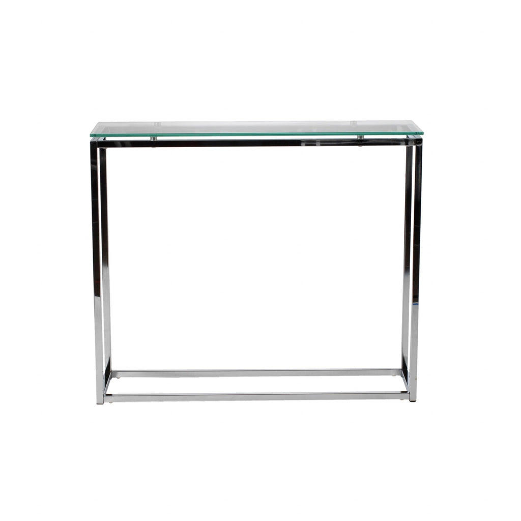 Geo Rectangle Clear Glass and Chrome Console Table - 99fab 