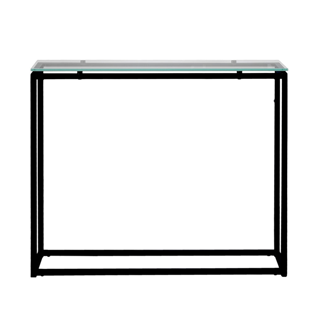 Geo Rectangle Clear Glass and Black Console Table - 99fab 