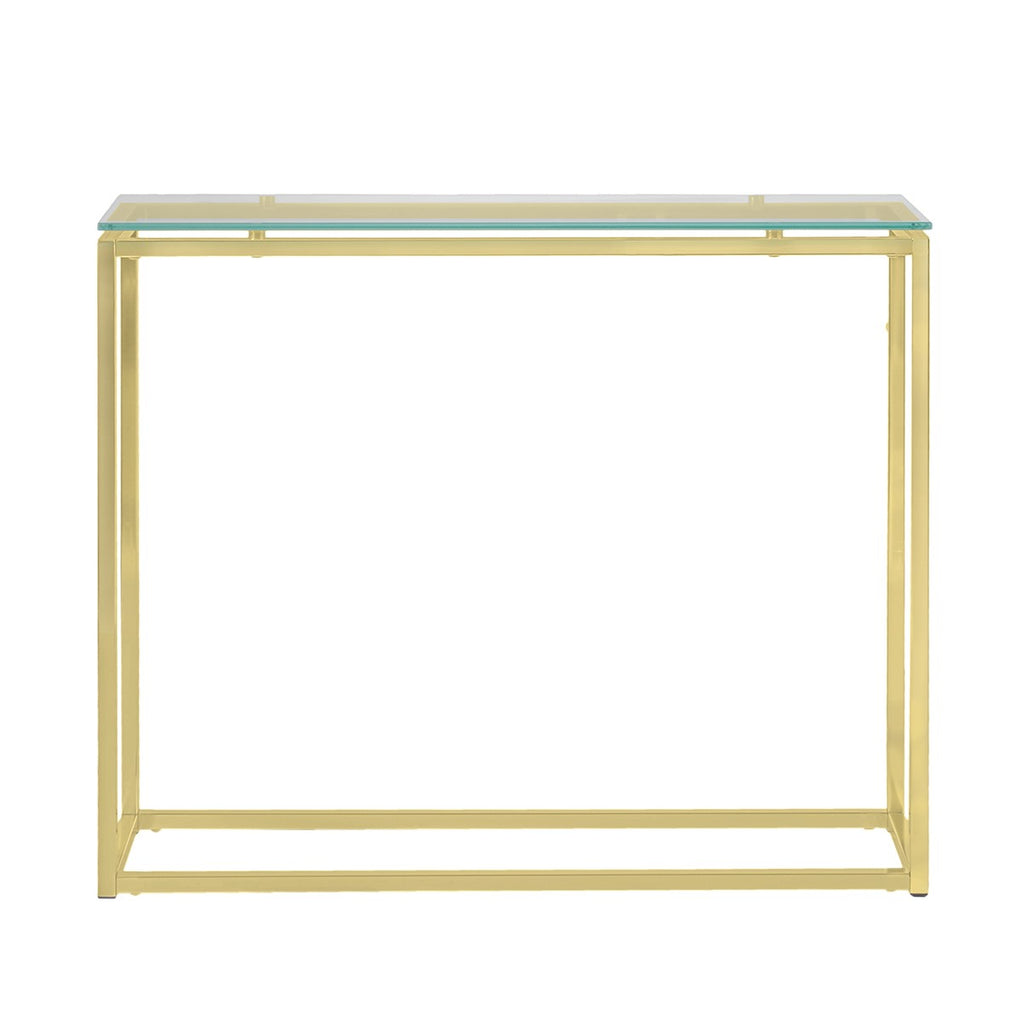 Geo Rectangle Clear Glass and Gold Console Table - 99fab 