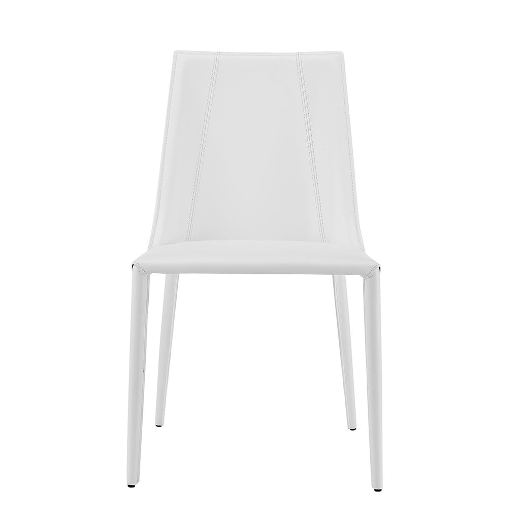 Sleek All White Faux Leather Dining or Side Chair - 99fab 
