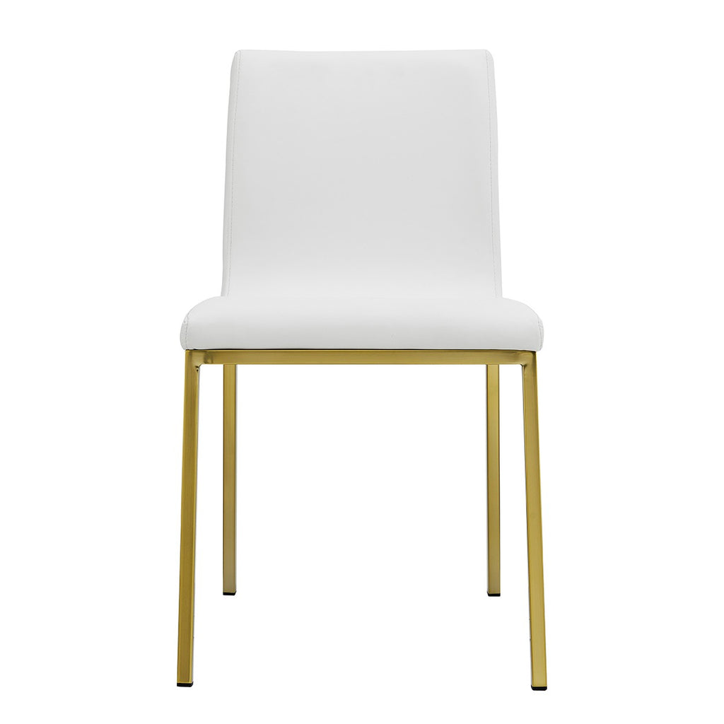 Set of Two Minimalist White Faux Faux Leather and Gold Chairs - 99fab 