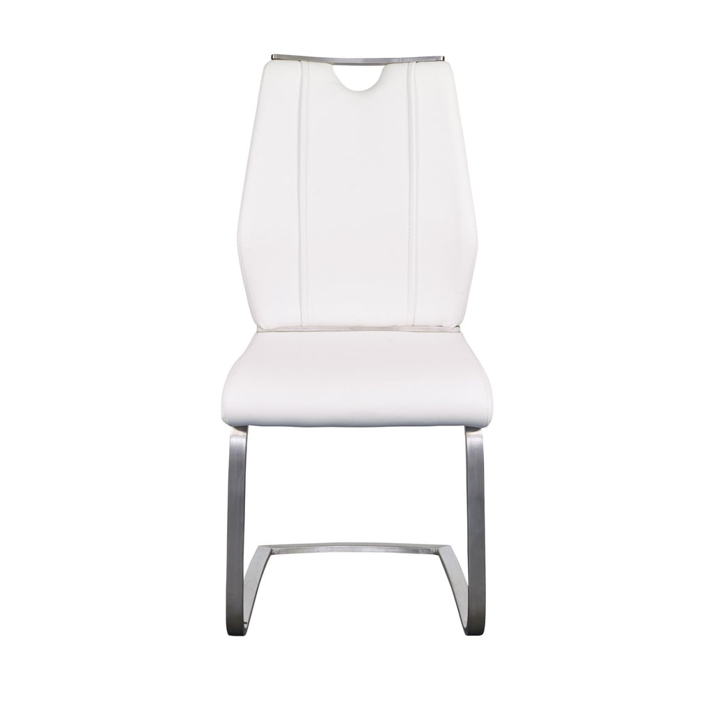 Set of Two White Faux Leather Cantilever Chairs - 99fab 