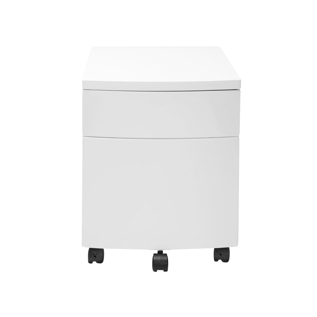 White Two Drawer Rolling Filing Cabinet - 99fab 