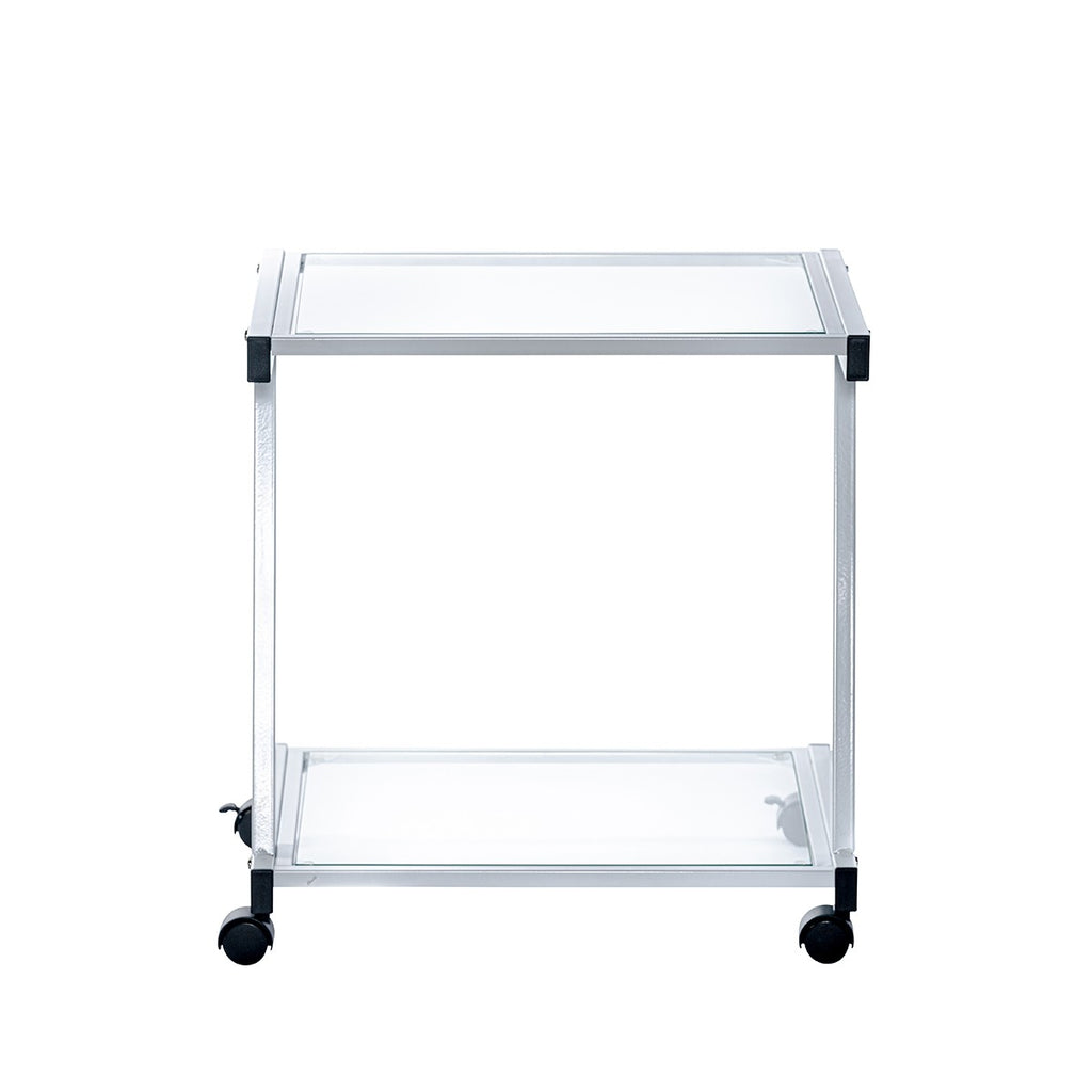 White and Clear Glass Rolling Printer Cart - 99fab 