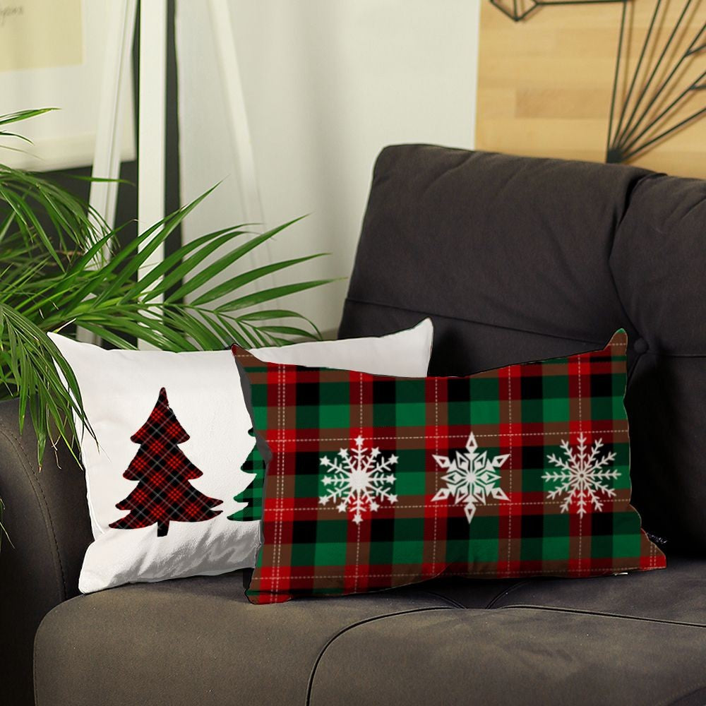Set of 2 Christmas Plaid Lumbar Decorative Pillows - 99fab 