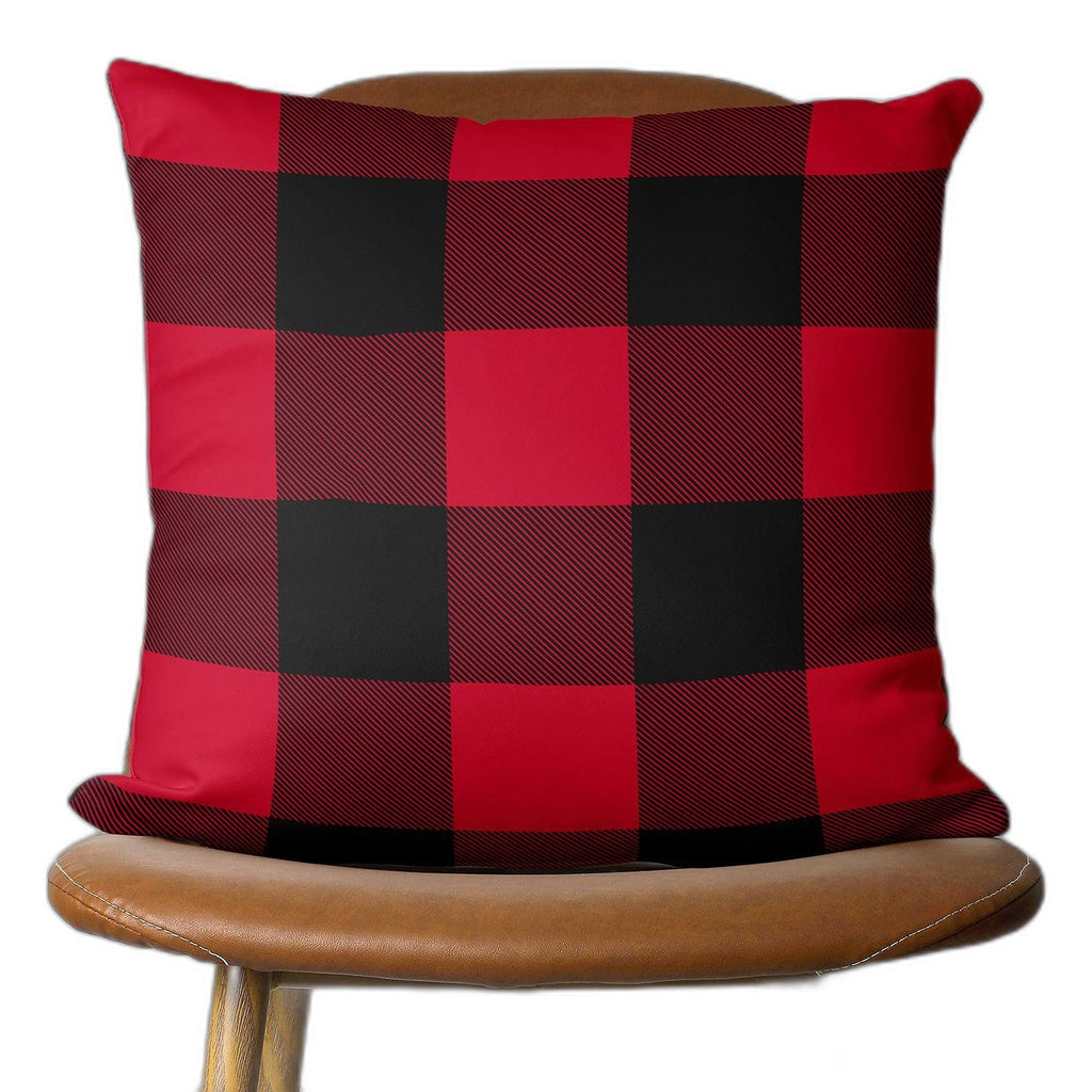 Red and Black Buffalo Plaid Throw Pillow Cover - 99fab 