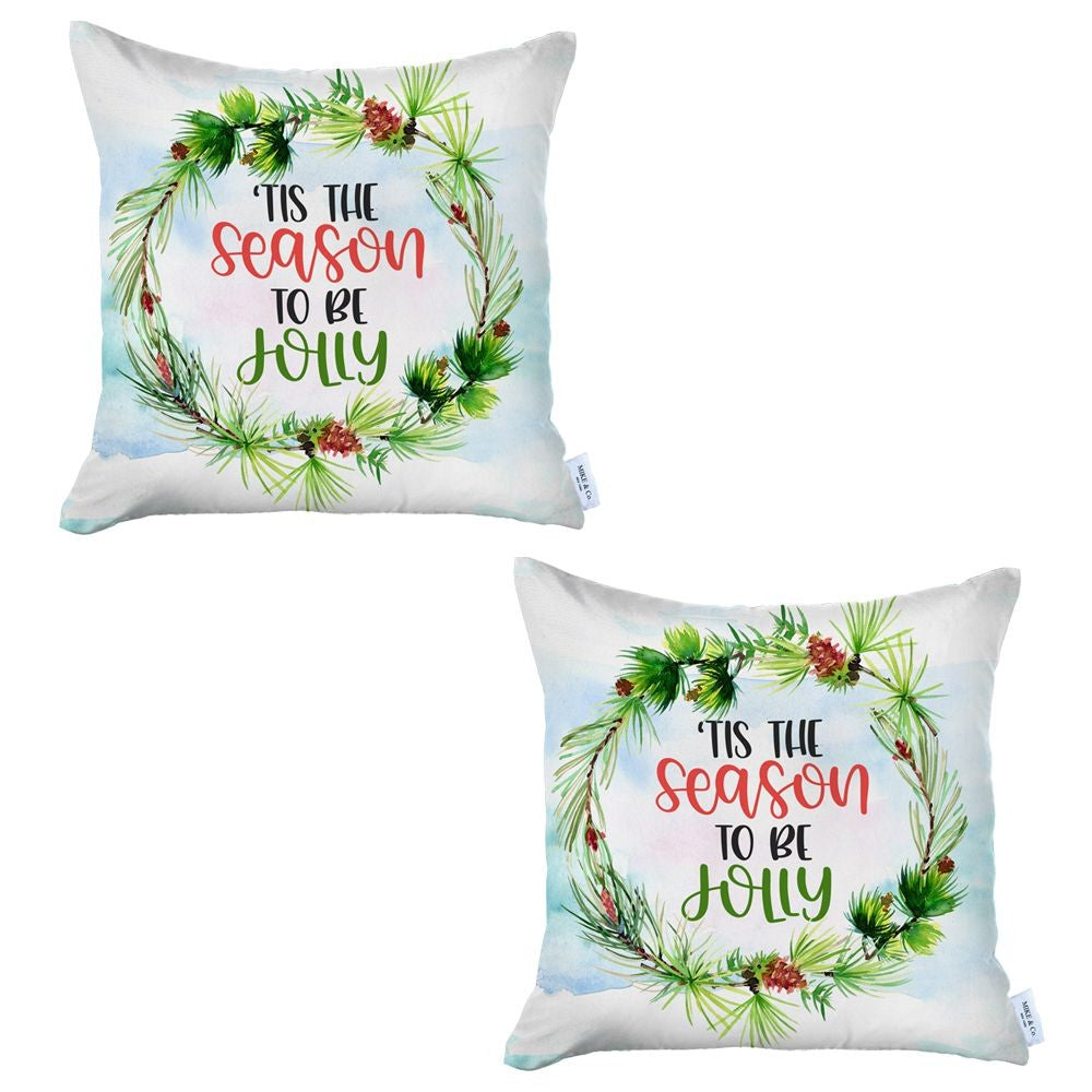 Set of 2 Tis the Season Christmas Throw Pillow Covers - 99fab 