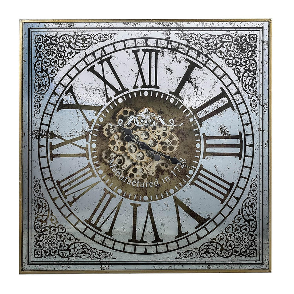 Silver And Gold Antique Style Square Wall Clock - 99fab 