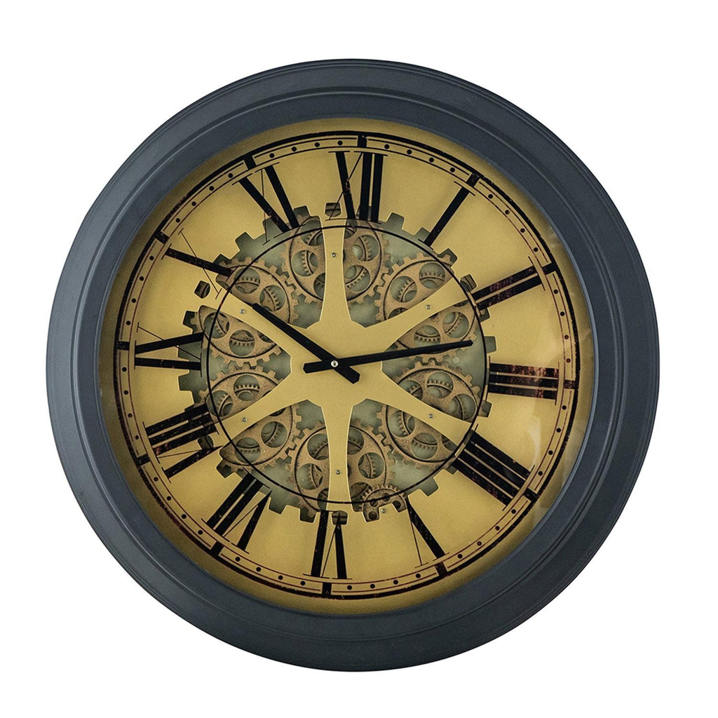 Black and Copper Exposed Gears Round Wall Clock - 99fab 