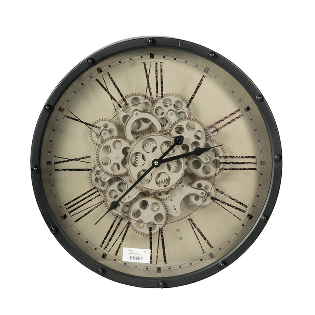 Black and Ivory Vintage Gear Industrial Wall Clock - 99fab 