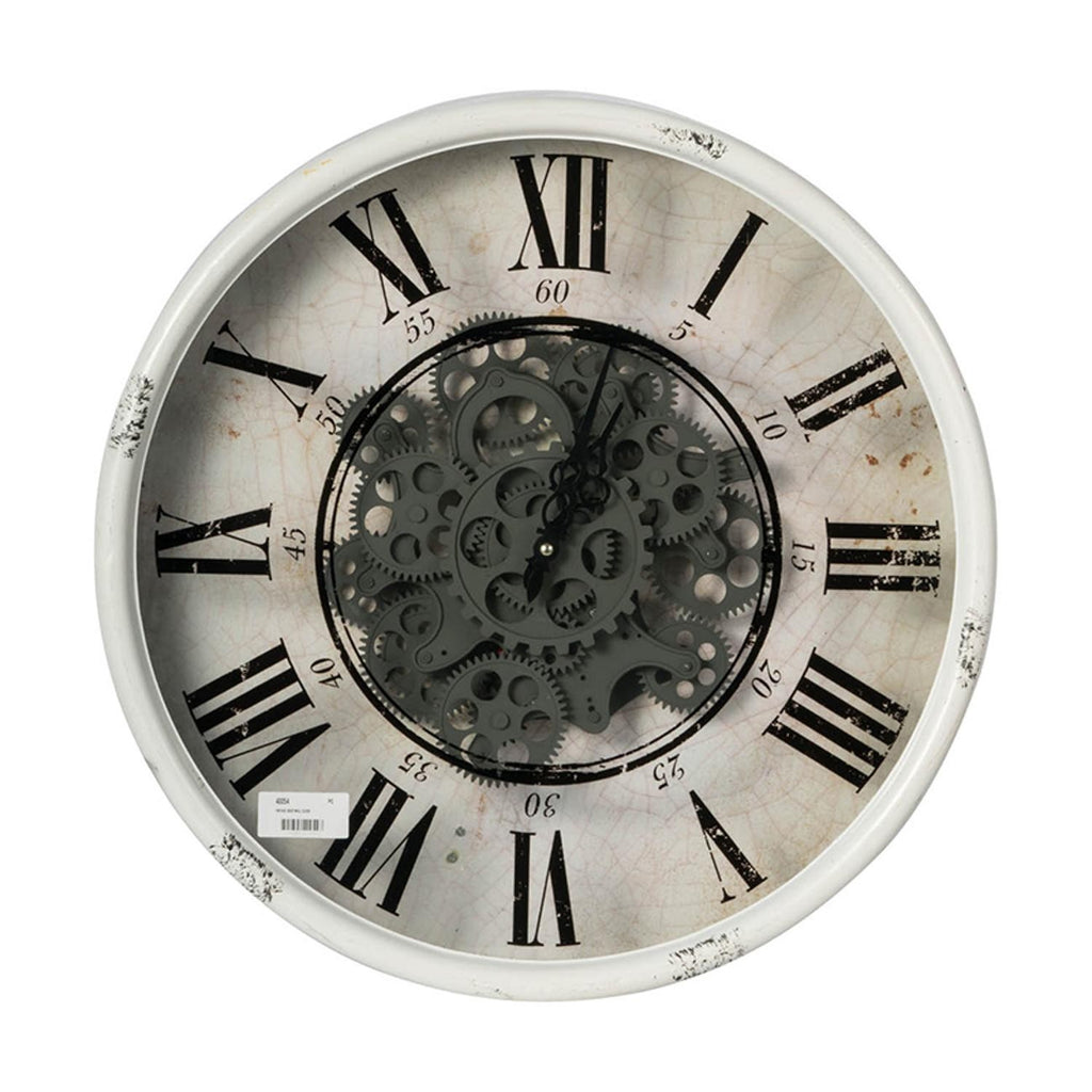 Rustic White Industrial Gear Vintage Wall Clock - 99fab 