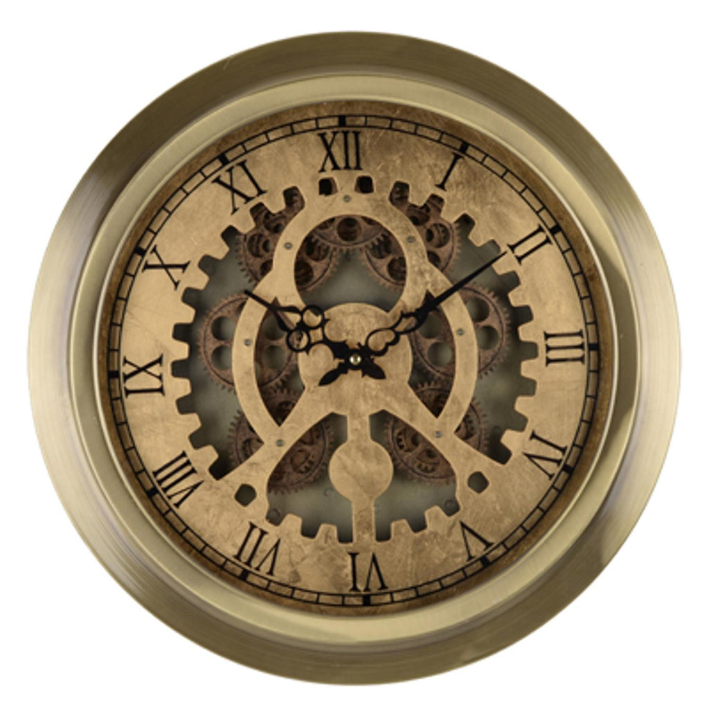 Gold Industrial Style Round Wall Clock - 99fab 