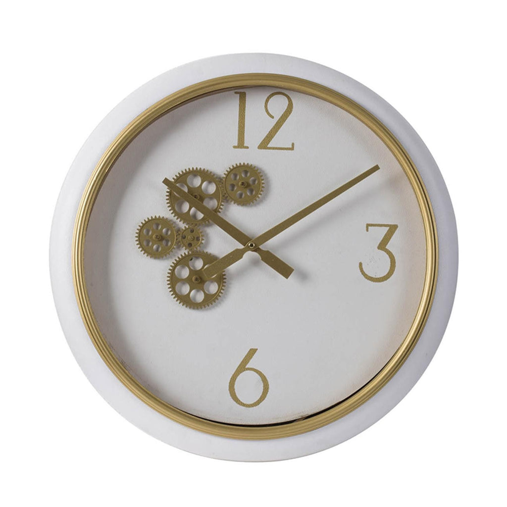 White and Gold Gears Minimal Wall Clock - 99fab 