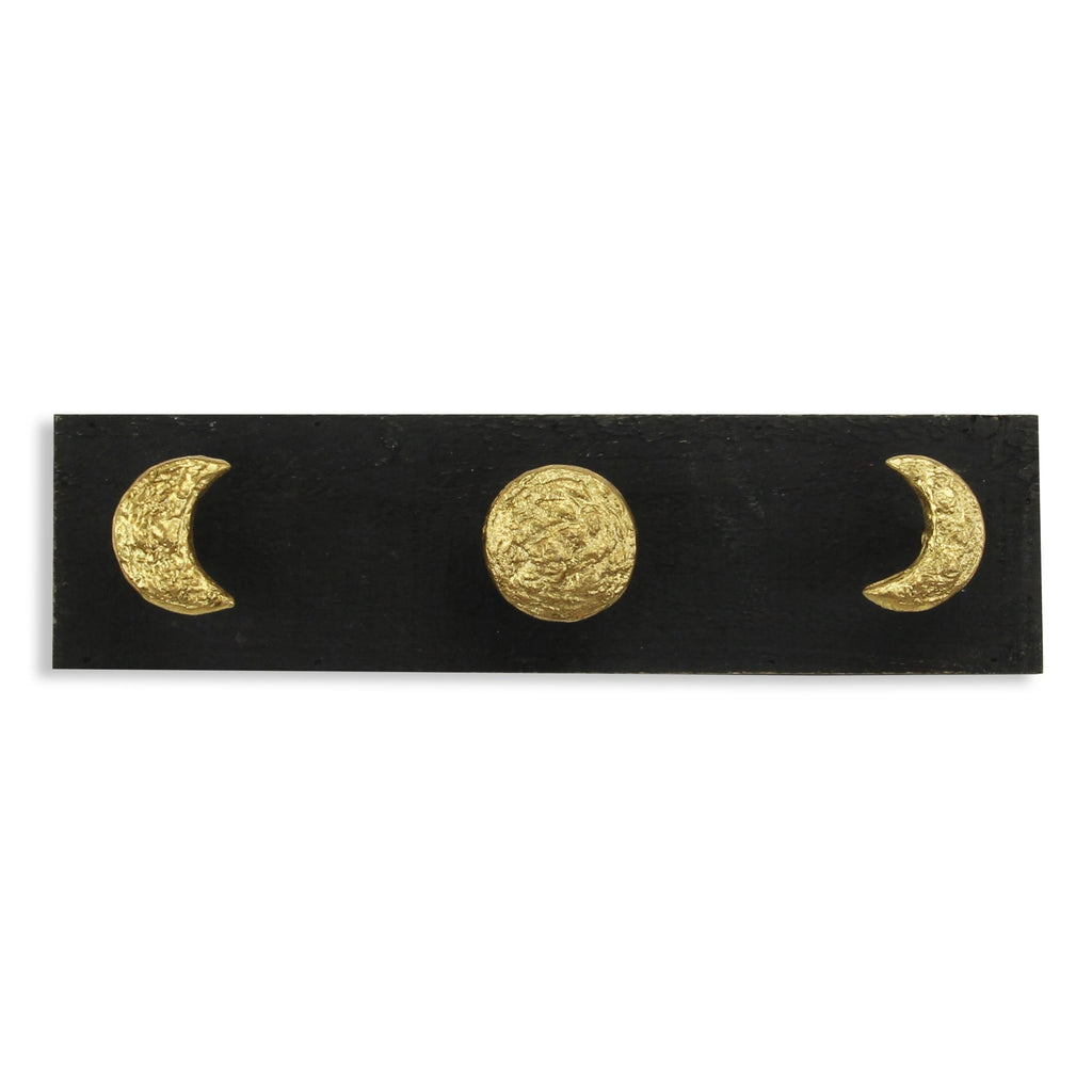 Black and Gold Moon Phase Three Hook Coat Hanger - 99fab 