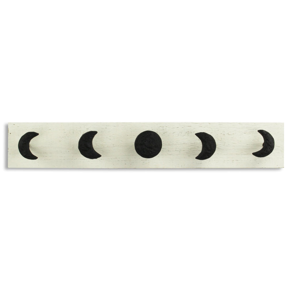 White and Black Moon Phase Five Hook Coat Hanger - 99fab 