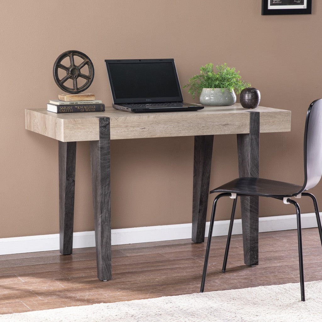 Modern Chunky Natural and Gray Wood Table Desk - 99fab 