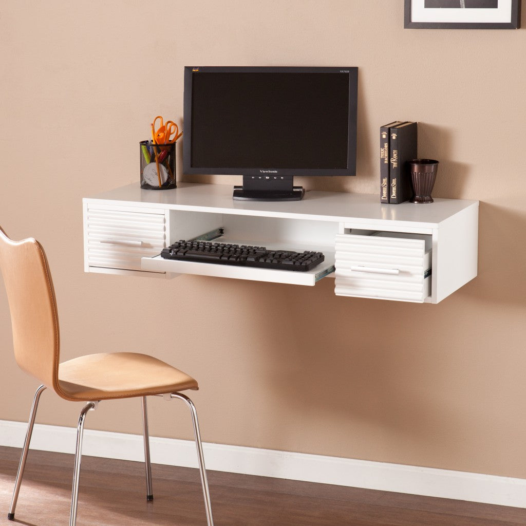White Wall Mount Desk with Drawers - 99fab 