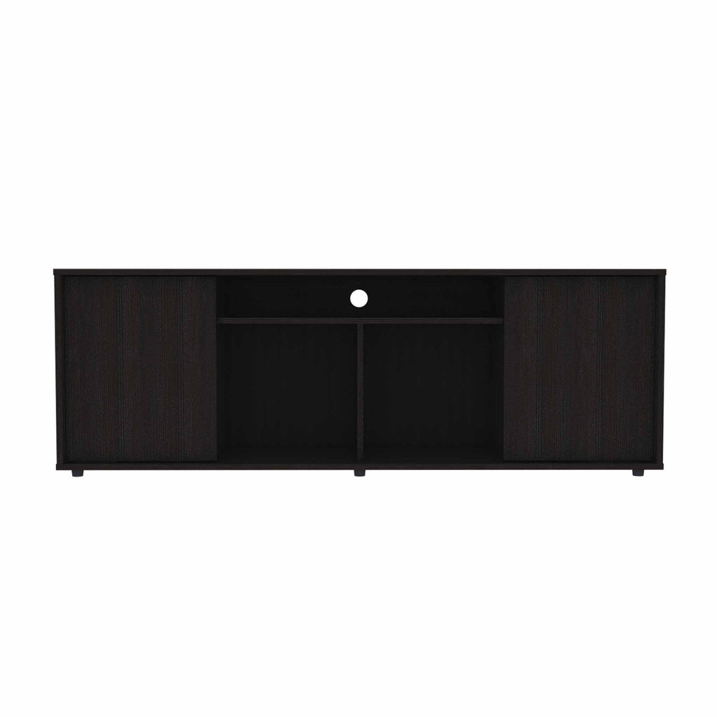 Black TV Stand Media Center with Two Cabinets - 99fab 