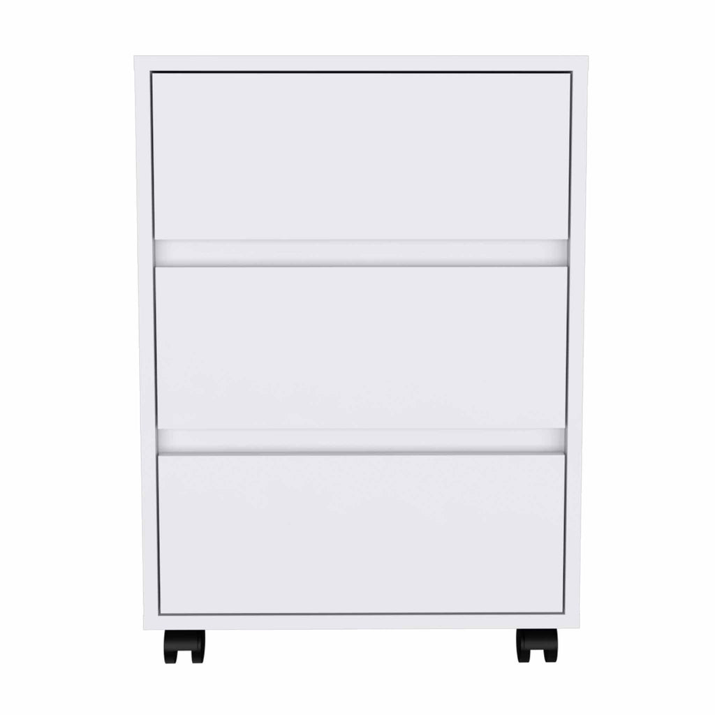 White Three Drawer Rolling Cabinet - 99fab 