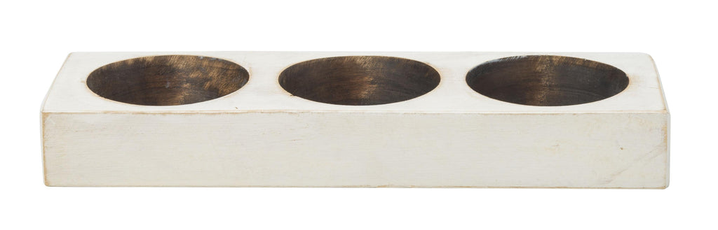Distressed White 3 Hole Cheese Mold Candle Holder - 99fab 