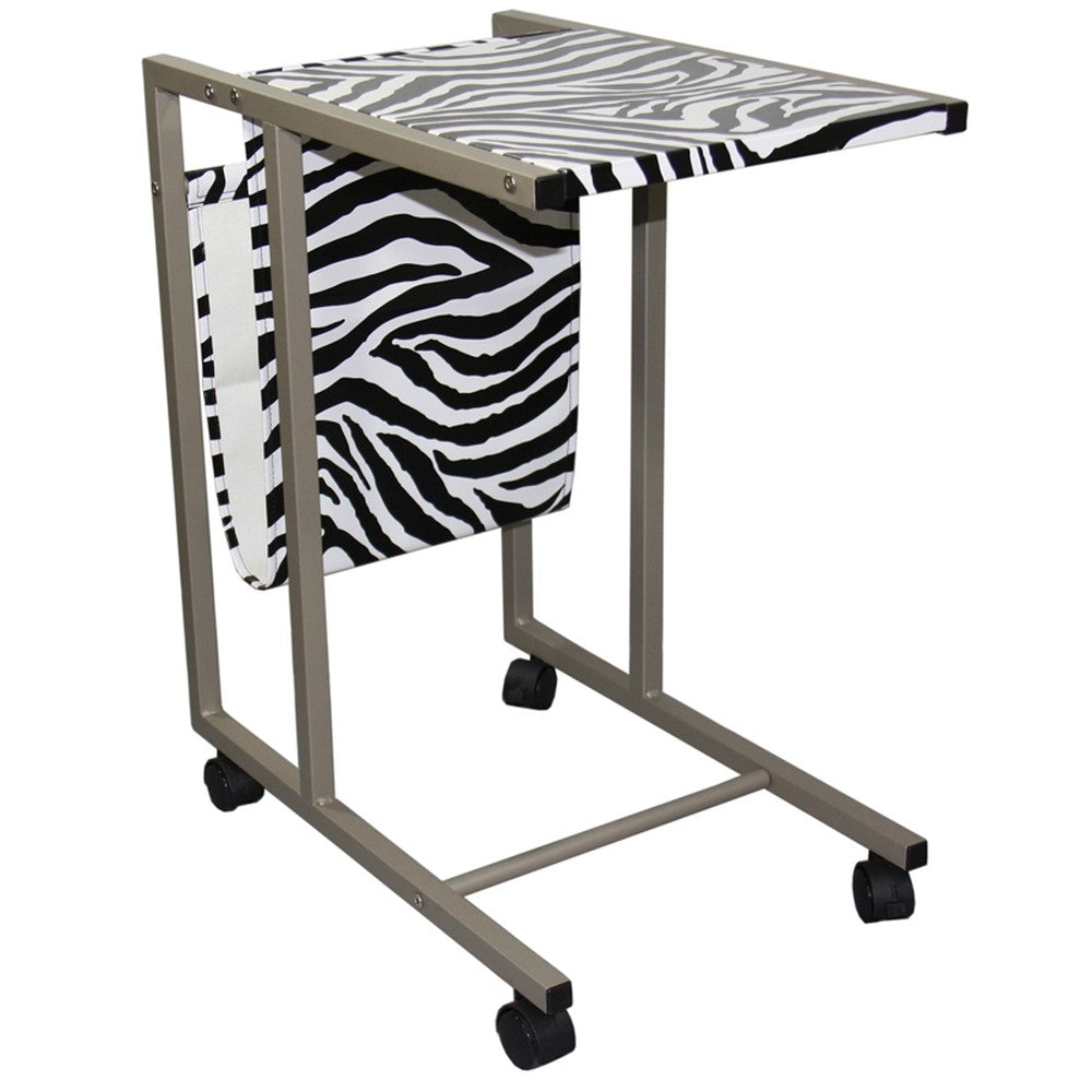Modern Zebra Print Metal Laptop Cart And Desk - 99fab 