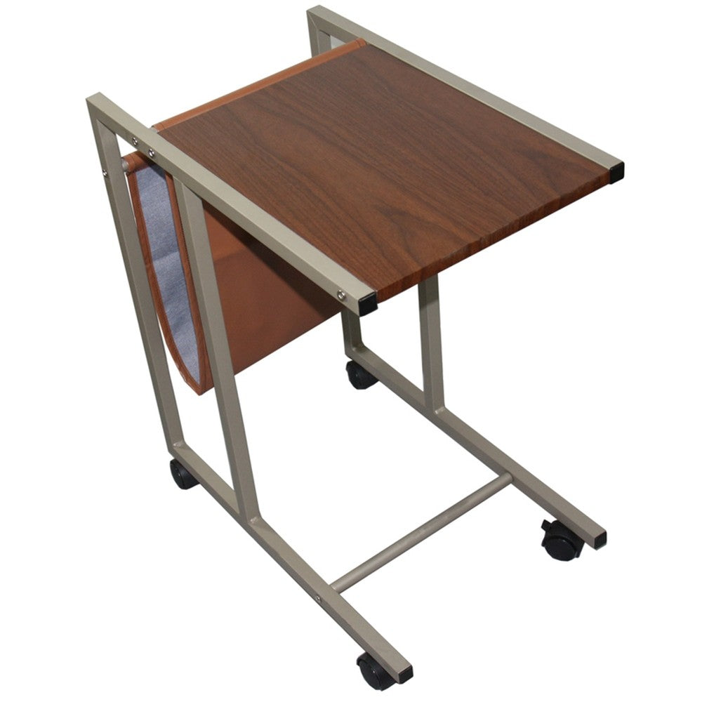 Modern Brown Faux Woodgrain Metal Laptop Cart Desk - 99fab 